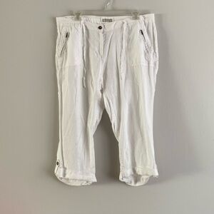 White linen trousers 3/4 leg size 44